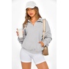 image:imagePRETTYGARDEN Womens Half Zip Oversized Sweatshirts Fleece Hoodies 2026 Trendy Long Sleeve Pullover Tops Y2k Fall OutfitsGrey