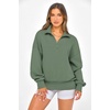 image:imagePRETTYGARDEN Womens Half Zip Oversized Sweatshirts Fleece Hoodies 2026 Trendy Long Sleeve Pullover Tops Y2k Fall OutfitsGrey Green