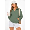image:imagePRETTYGARDEN Womens Half Zip Oversized Sweatshirts Fleece Hoodies 2026 Trendy Long Sleeve Pullover Tops Y2k Fall OutfitsGrey Green