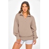 image:imagePRETTYGARDEN Womens Half Zip Oversized Sweatshirts Fleece Hoodies 2026 Trendy Long Sleeve Pullover Tops Y2k Fall OutfitsLight Coffee