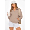 image:imagePRETTYGARDEN Womens Half Zip Oversized Sweatshirts Fleece Hoodies 2026 Trendy Long Sleeve Pullover Tops Y2k Fall OutfitsLight Coffee