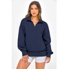 image:imagePRETTYGARDEN Womens Half Zip Oversized Sweatshirts Fleece Hoodies 2026 Trendy Long Sleeve Pullover Tops Y2k Fall OutfitsNavy