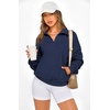 image:imagePRETTYGARDEN Womens Half Zip Oversized Sweatshirts Fleece Hoodies 2026 Trendy Long Sleeve Pullover Tops Y2k Fall OutfitsNavy