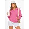 image:imagePRETTYGARDEN Womens Half Zip Oversized Sweatshirts Fleece Hoodies 2026 Trendy Long Sleeve Pullover Tops Y2k Fall OutfitsPink