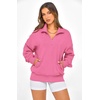 image:imagePRETTYGARDEN Womens Half Zip Oversized Sweatshirts Fleece Hoodies 2026 Trendy Long Sleeve Pullover Tops Y2k Fall OutfitsPink