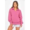 image:imagePRETTYGARDEN Womens Half Zip Oversized Sweatshirts Fleece Hoodies 2026 Trendy Long Sleeve Pullover Tops Y2k Fall OutfitsPink
