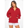 image:imagePRETTYGARDEN Womens Half Zip Oversized Sweatshirts Fleece Hoodies 2026 Trendy Long Sleeve Pullover Tops Y2k Fall OutfitsRed