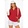 image:imagePRETTYGARDEN Womens Half Zip Oversized Sweatshirts Fleece Hoodies 2026 Trendy Long Sleeve Pullover Tops Y2k Fall OutfitsRed
