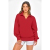 image:imagePRETTYGARDEN Womens Half Zip Oversized Sweatshirts Fleece Hoodies 2026 Trendy Long Sleeve Pullover Tops Y2k Fall OutfitsRed