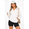 image:imagePRETTYGARDEN Womens Half Zip Oversized Sweatshirts Fleece Hoodies 2026 Trendy Long Sleeve Pullover Tops Y2k Fall OutfitsWhite