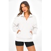 image:imagePRETTYGARDEN Womens Half Zip Oversized Sweatshirts Fleece Hoodies 2026 Trendy Long Sleeve Pullover Tops Y2k Fall OutfitsWhite