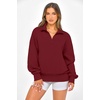 image:imagePRETTYGARDEN Womens Half Zip Oversized Sweatshirts Fleece Hoodies 2026 Trendy Long Sleeve Pullover Tops Y2k Fall OutfitsWine Red