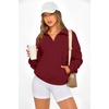 image:imagePRETTYGARDEN Womens Half Zip Oversized Sweatshirts Fleece Hoodies 2026 Trendy Long Sleeve Pullover Tops Y2k Fall OutfitsWine Red