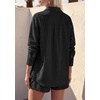 image:imagePRETTYGARDEN Womens Summer 2 Piece Matching Lounge Sets Pajamas Long Sleeve Shirts Blouse Pockets Shorts 2026 Spring OutfitsBlack