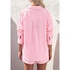 image:imagePRETTYGARDEN Womens Summer 2 Piece Matching Lounge Sets Pajamas Long Sleeve Shirts Blouse Pockets Shorts 2026 Spring OutfitsStriped Pink White