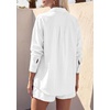 image:imagePRETTYGARDEN Womens Summer 2 Piece Matching Lounge Sets Pajamas Long Sleeve Shirts Blouse Pockets Shorts 2026 Spring OutfitsWhite
