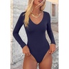 image:imagePRETTYGARDEN Bodysuits for Women 2026 Fall Long Sleeve Shirts V Neck Slim Fitted Basic Tees Going Out Tops Fashion ClothingNavy Blue