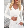 image:imagePRETTYGARDEN Bodysuits for Women 2026 Fall Long Sleeve Shirts V Neck Slim Fitted Basic Tees Going Out Tops Fashion ClothingWhite