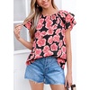 image:imagePRETTYGARDEN Boho Floral Tops for Women Summer Blouses Dressy Casual 2026 Spring Beach Vacation Ruffle Short Sleeve ShirtsBlack Pink Floral