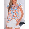 image:imagePRETTYGARDEN Boho Floral Tops for Women Summer Blouses Dressy Casual 2026 Spring Beach Vacation Ruffle Short Sleeve ShirtsLight Blue Pink Floral