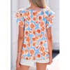 image:imagePRETTYGARDEN Boho Floral Tops for Women Summer Blouses Dressy Casual 2026 Spring Beach Vacation Ruffle Short Sleeve ShirtsLight Blue Pink Floral