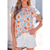 image:imagePRETTYGARDEN Boho Floral Tops for Women Summer Blouses Dressy Casual 2026 Spring Beach Vacation Ruffle Short Sleeve ShirtsLight Blue Pink Floral