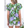 image:imagePRETTYGARDEN Boho Floral Tops for Women Summer Blouses Dressy Casual 2026 Spring Beach Vacation Ruffle Short Sleeve ShirtsPurple Floral