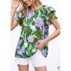 image:imagePRETTYGARDEN Boho Floral Tops for Women Summer Blouses Dressy Casual 2026 Spring Beach Vacation Ruffle Short Sleeve ShirtsPurple Floral