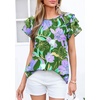 image:imagePRETTYGARDEN Boho Floral Tops for Women Summer Blouses Dressy Casual 2026 Spring Beach Vacation Ruffle Short Sleeve ShirtsPurple Floral