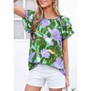 image:imagePRETTYGARDEN Boho Floral Tops for Women Summer Blouses Dressy Casual 2026 Spring Beach Vacation Ruffle Short Sleeve ShirtsPurple Floral