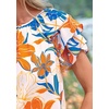 image:imagePRETTYGARDEN Boho Floral Tops for Women Summer Blouses Dressy Casual 2026 Spring Beach Vacation Ruffle Short Sleeve ShirtsWhite Orange Red Floral