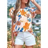 image:imagePRETTYGARDEN Boho Floral Tops for Women Summer Blouses Dressy Casual 2026 Spring Beach Vacation Ruffle Short Sleeve ShirtsWhite Orange Red Floral