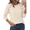 image:imagePRETTYGARDEN Long Sleeve Shirts for Women Waffle Knit Tops Fall Fashion 2026 Dressy Casual Loose Tunic Blouse Winter ClothingBeige
