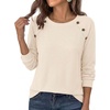 image:imagePRETTYGARDEN Long Sleeve Shirts for Women Waffle Knit Tops Fall Fashion 2026 Dressy Casual Loose Tunic Blouse Winter ClothingBeige