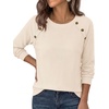 image:imagePRETTYGARDEN Long Sleeve Shirts for Women Waffle Knit Tops Fall Fashion 2026 Dressy Casual Loose Tunic Blouse Winter ClothingBeige