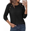 image:imagePRETTYGARDEN Long Sleeve Shirts for Women Waffle Knit Tops Fall Fashion 2026 Dressy Casual Loose Tunic Blouse Winter ClothingBlack