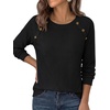 image:imagePRETTYGARDEN Long Sleeve Shirts for Women Waffle Knit Tops Fall Fashion 2026 Dressy Casual Loose Tunic Blouse Winter ClothingBlack