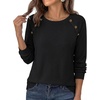 image:imagePRETTYGARDEN Long Sleeve Shirts for Women Waffle Knit Tops Fall Fashion 2026 Dressy Casual Loose Tunic Blouse Winter ClothingBlack