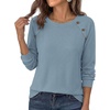 image:imagePRETTYGARDEN Long Sleeve Shirts for Women Waffle Knit Tops Fall Fashion 2026 Dressy Casual Loose Tunic Blouse Winter ClothingDusty Blue
