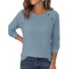 image:imagePRETTYGARDEN Long Sleeve Shirts for Women Waffle Knit Tops Fall Fashion 2026 Dressy Casual Loose Tunic Blouse Winter ClothingDusty Blue