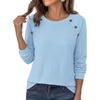 image:imagePRETTYGARDEN Long Sleeve Shirts for Women Waffle Knit Tops Fall Fashion 2026 Dressy Casual Loose Tunic Blouse Winter ClothingLight Blue