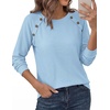 image:imagePRETTYGARDEN Long Sleeve Shirts for Women Waffle Knit Tops Fall Fashion 2026 Dressy Casual Loose Tunic Blouse Winter ClothingLight Blue