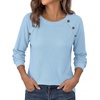 image:imagePRETTYGARDEN Long Sleeve Shirts for Women Waffle Knit Tops Fall Fashion 2026 Dressy Casual Loose Tunic Blouse Winter ClothingLight Blue