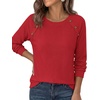 image:imagePRETTYGARDEN Long Sleeve Shirts for Women Waffle Knit Tops Fall Fashion 2026 Dressy Casual Loose Tunic Blouse Winter ClothingRed