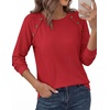 image:imagePRETTYGARDEN Long Sleeve Shirts for Women Waffle Knit Tops Fall Fashion 2026 Dressy Casual Loose Tunic Blouse Winter ClothingRed