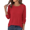 image:imagePRETTYGARDEN Long Sleeve Shirts for Women Waffle Knit Tops Fall Fashion 2026 Dressy Casual Loose Tunic Blouse Winter ClothingRed