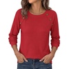 image:imagePRETTYGARDEN Long Sleeve Shirts for Women Waffle Knit Tops Fall Fashion 2026 Dressy Casual Loose Tunic Blouse Winter ClothingRed