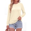 image:imagePRETTYGARDEN Long Sleeve Tshirts Shirts for Women Clothing Fall Fashion 2026 Basic Cotton Tees Casual Blouses Winter TopsBeige