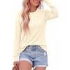 image:imagePRETTYGARDEN Long Sleeve Tshirts Shirts for Women Clothing Fall Fashion 2026 Basic Cotton Tees Casual Blouses Winter TopsBeige