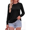 image:imagePRETTYGARDEN Long Sleeve Tshirts Shirts for Women Clothing Fall Fashion 2026 Basic Cotton Tees Casual Blouses Winter TopsBlack